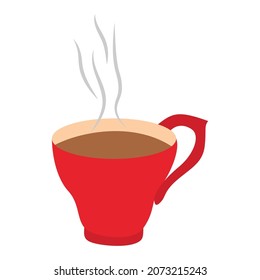 Café de taza roja en la placa de ilustración vectorial plana