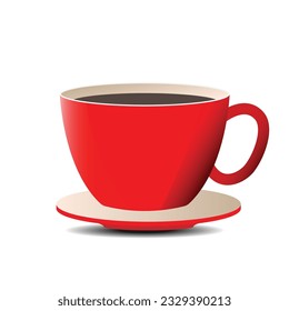 Red cup of coffee on a white background. coffee icon. Vector illustration.