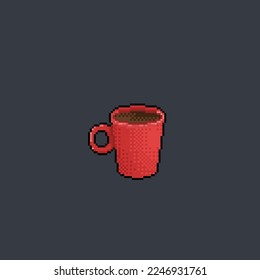 red cup coffee in pixel art style