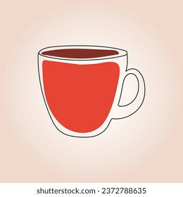 Red cup of coffee with smoke, Idea concept