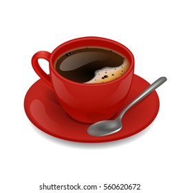 Red cup of coffee. Vector clip art illustration.