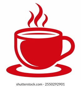 red cup with coffee vector icon on white background