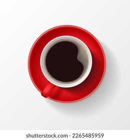 Red cup of coffee. Vector illustration of black coffee in a red cup. Sketch for creativity.