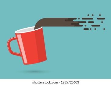 Red cup. Concept of coffee time. Vector Illustration