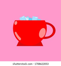 a red cup filled with ice