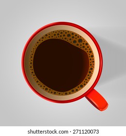 Red cup with foam coffee. Vector illustration