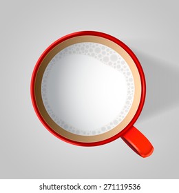 Red cup with fresh milk. Vector illustration