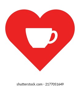 Red cup and heart on white