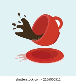 Red cup of Hot Spilled coffee