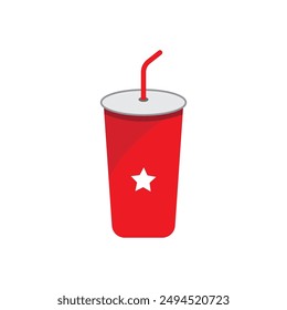 Red cup icon flat design