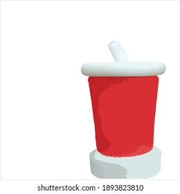 red cup isolate on white background.