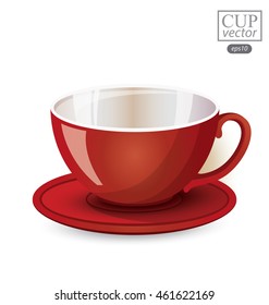 Red cup isolated on white background. Vector illustration.