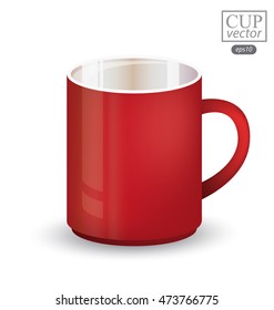 Red cup isolated on white background. Vector illustration.