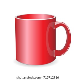 Red cup isolated on white background. Vector template for Mock Up. Vector illustration