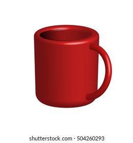 Red cup isolated over white. Vector illustration of mug mockup.