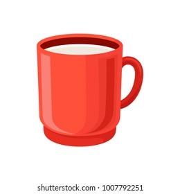 Red cup of milk cartoon vector Illustration