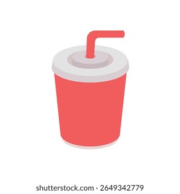 red cup mug take away red straw soda emoji symbol sign icon vector illustration