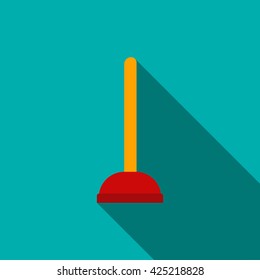 Red cup plunger icon, flat style
