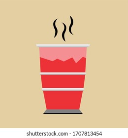 
a red cup with smoke on it
