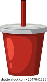 Red cup with straw, classic beverage design