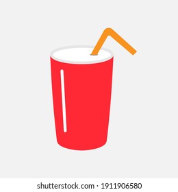 Red cup straw drink icon vector illustration.