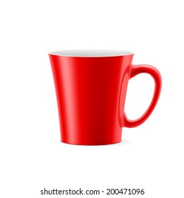 Red cup with tapered bottom stay on white background