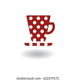 Red cup in white peas isolated on white background