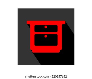 red cupboard furnishing furniture household home image vector icon