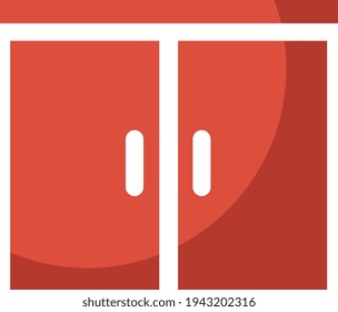 Red cupboard, illustration, vector on a white background