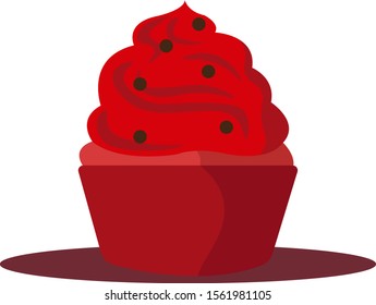 Roter Cupcakes, Illustration, Vektorgrafik auf weißem Hintergrund.