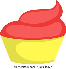 Red cupcake, illustration, vector on white background