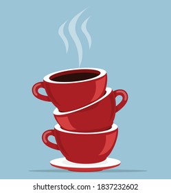 red cups coffee  in a stack vector