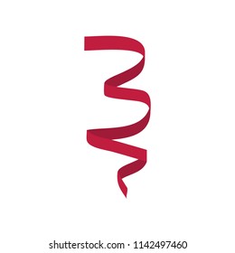 Red curl ribbon icon. Flat illustration of red curl ribbon vector icon for web isolated on white