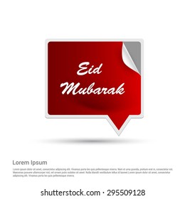 Red curl speech Bubble with Eid Mubarak typography