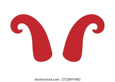 Chifres encaracolados vermelhos. Ilustração estilo cartoon vetor plano para Halloween, criaturas de fantasia e mascotes