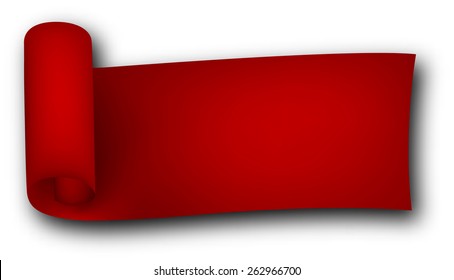Red curled ribbon. Vector illustration. 
