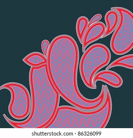Red curls against a dark background