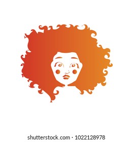 Red Curly Hair Girl in Bad Hair day. Vector illustration eps10.
