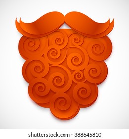 Red Curly Paper Vector Fake Beard