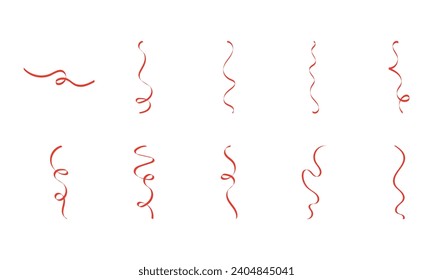 Red Curly Ribbon Element Set