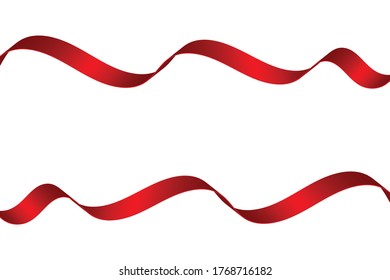 Red Curly Ribbons Background. Celebration & Surprise. Vector Illustration