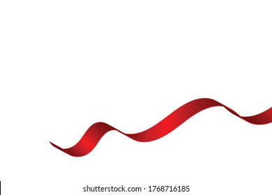 Red Curly Ribbons Background. Celebration & Surprise. Vector Illustration