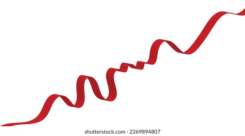 Red Curly Ribbons Isolated On White Background. Vector Illustration