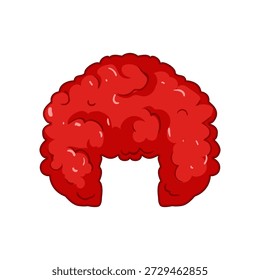Peluca roja rizada que crea un aspecto divertido y cómico, ideal para vestirse como un payaso o un personaje alegre, a menudo utilizado para carnavales, fiestas o representaciones teatrales