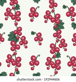 red currant berries and leaves seamless pattern