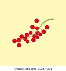 Red currant berry icon isolated on a yellow background. Vector illustration