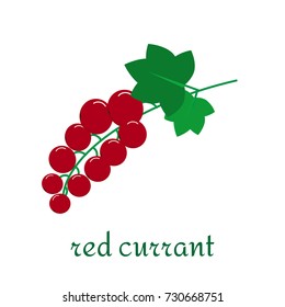 Red currant icon in flat style. Isolated object, logo. Fruit and berries from the farm. Organic food. Vector illustration.