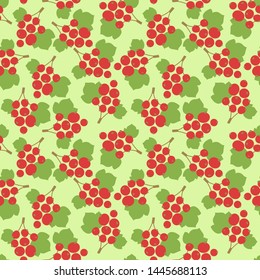 Red currant seamless pattern. Vector berries. Fruit fashion print. Design elements for textile or clothes. Hand drawn doodle repeating delicacies. Cute background patterns for baby items