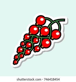 Pegatina De Corriente Roja En Fondo Azul Colorido Icono De Fruta Ilustración Vector