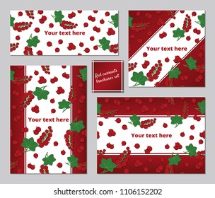 red currants berries pattern A5 brochure vector template set